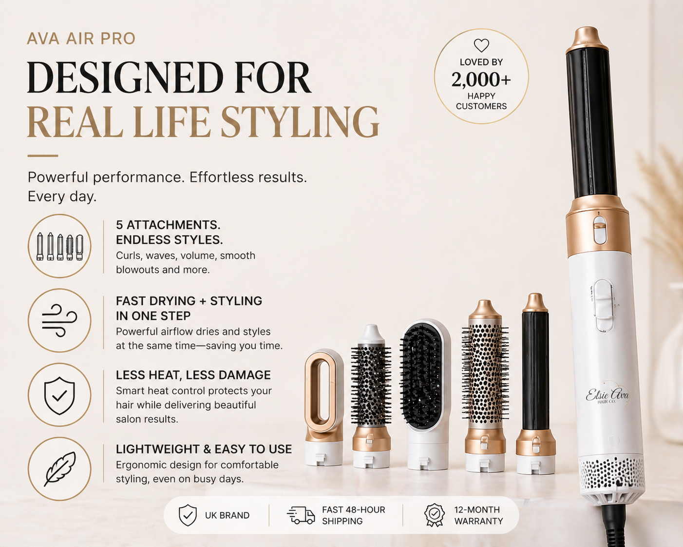 Ava Air PRO – 5-in-1 Hair Dryer Brush & Multistyler